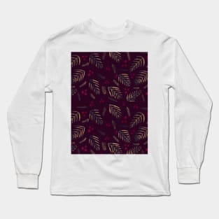 Christmas tree branches and berries - burgundy Long Sleeve T-Shirt